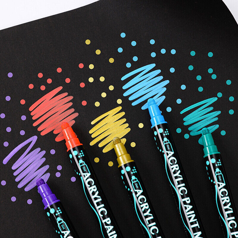 26 Colors Dual Tip Paint Pens Acrylic Paint Markers Set DIY Crafts Making Art