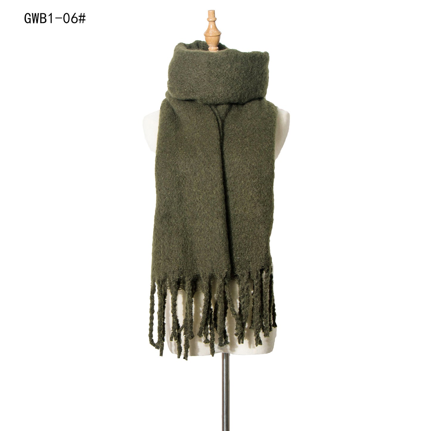 New Style Thick Fringed Circle Sand Solid Color Scarf For Ladies
