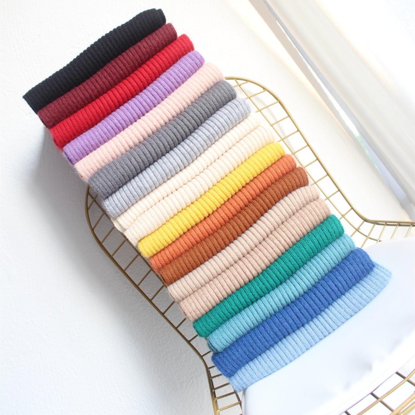 Solid Color Knitted Mid-length Warm Wool Scarf