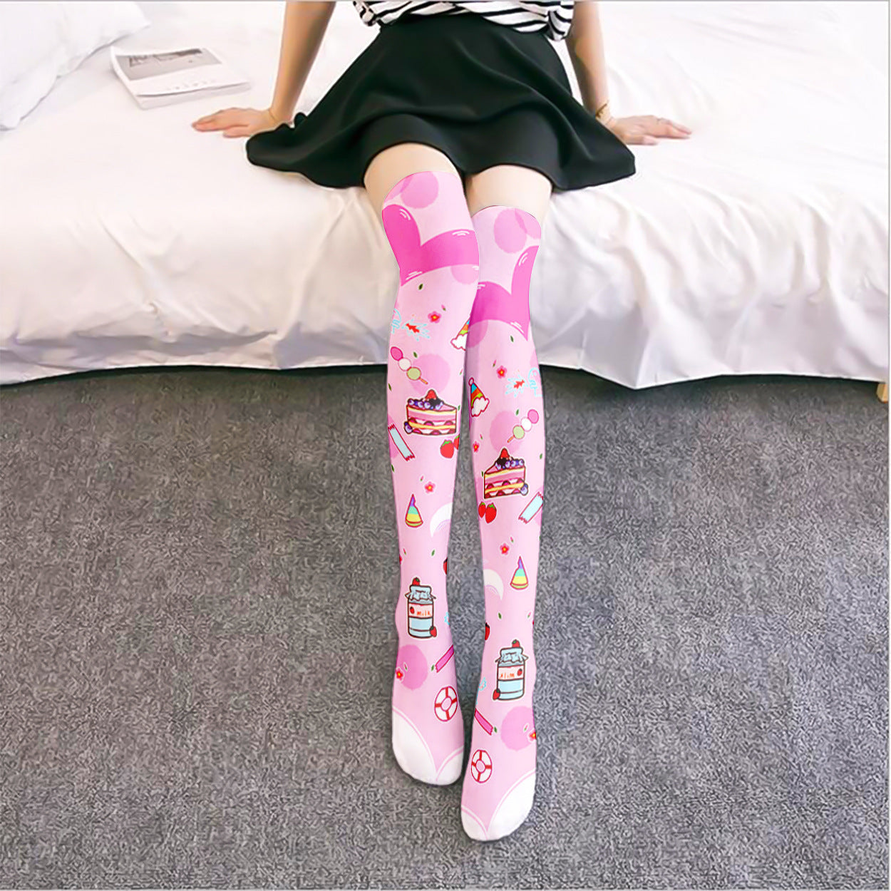 Lolita Cute Overknee Long Boot White Velvet Socks