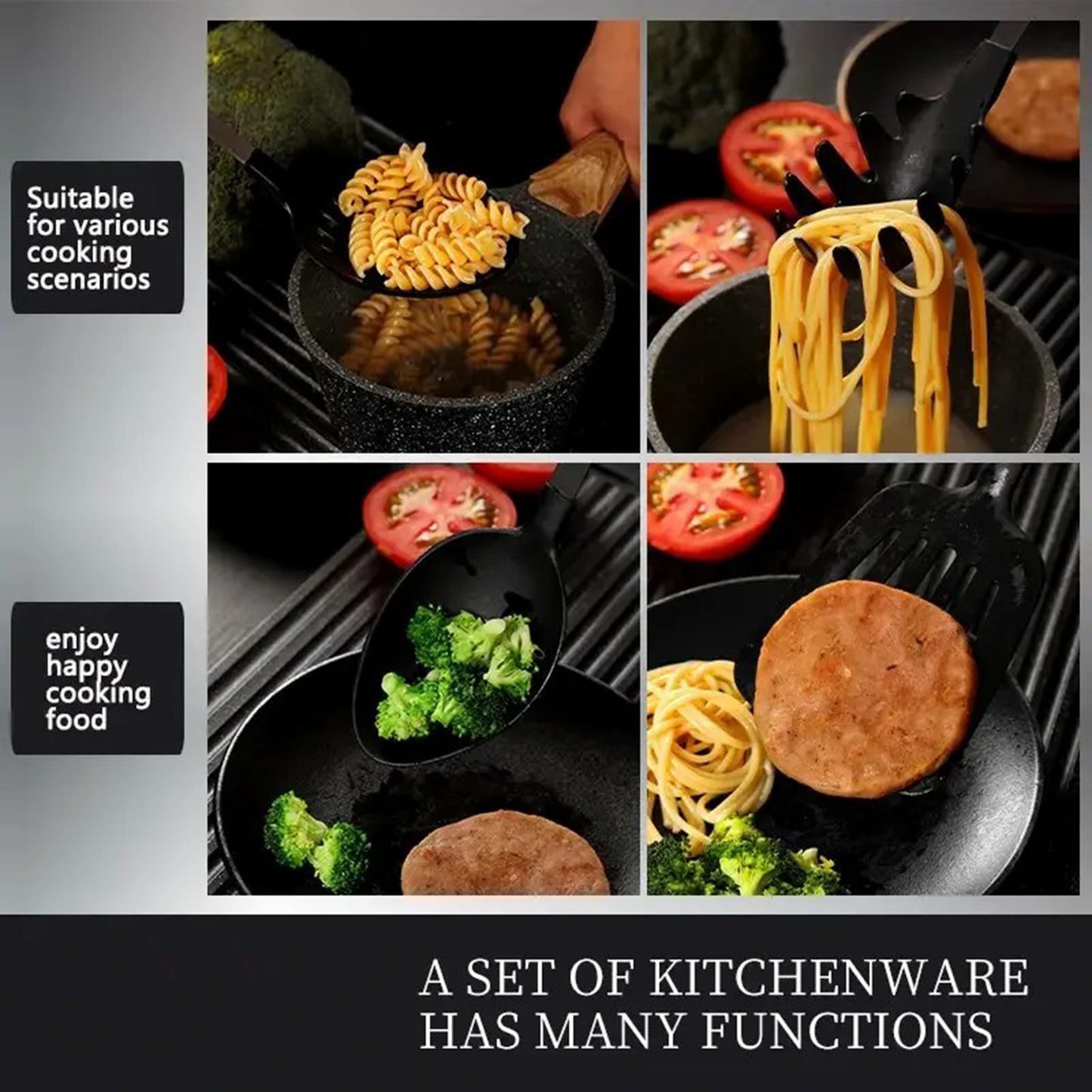 High Quality 5-piece Cooking Utensil Set - Stainless Steel Handle And Nylon Faucet, Non Stick Pan, Heat-resistant, Suitable For Home Use, Kitchen Gift, USPS Shipping, Supports Self Pickup