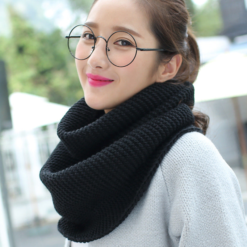Wool Knitted Scarf Warm And Thick Solid Color