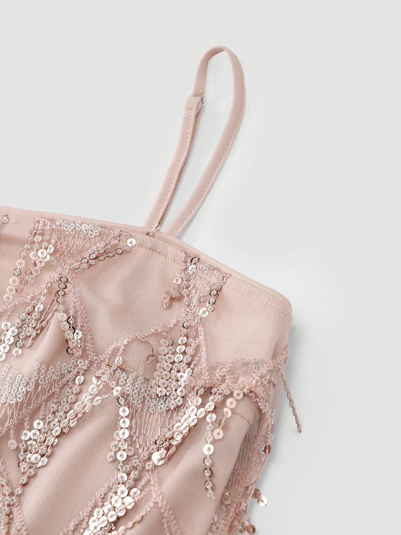 Women's Glitter Spaghetti Strap Formal Evening Party Dress