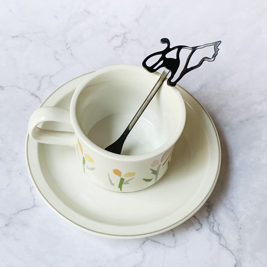 Tulip Ceramic Coffee Cup  Saucer Set