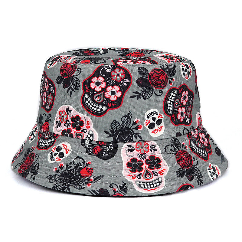 Rose Skull Bucket Hat Summer Printing Men And Women Bucket Hat Tide