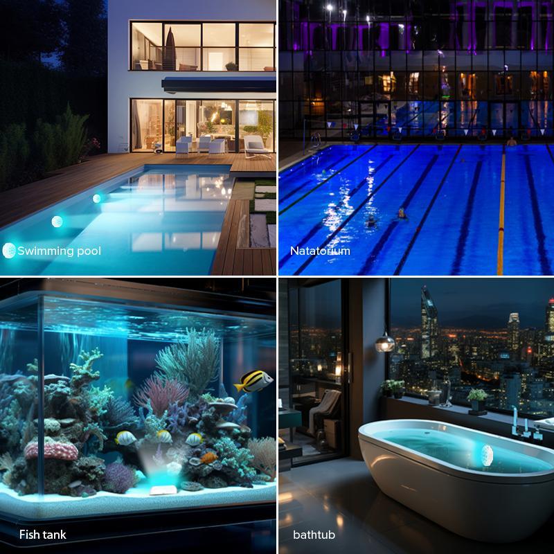 Sansi Upgraded Wireless Rechargeable Pool Lights,Submersible RBG LED Pond Lights,Color Changing Underwater Spotlight With Magnetic And Suction Cup Mounts