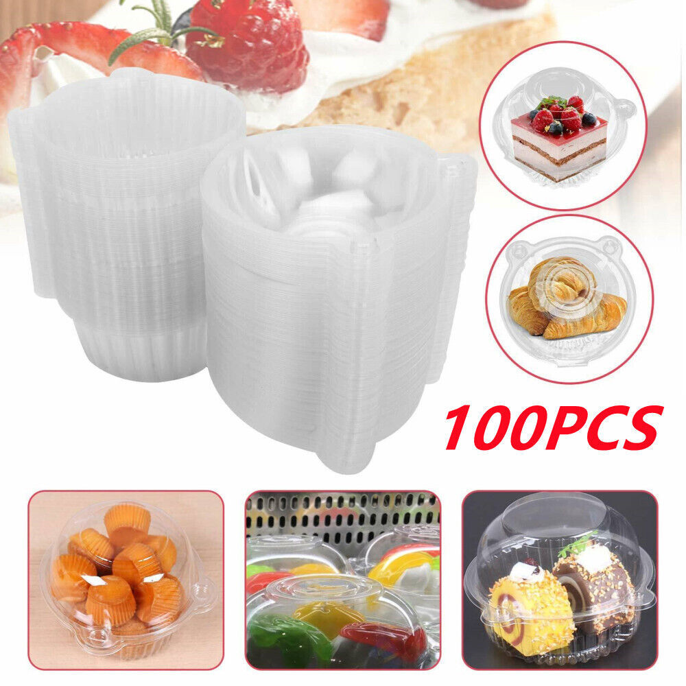 SINGLE CUPCAKE BOXES CLEAR MUFFIN HOLDER CASES DOMES CUPS PODS CONTAINERS