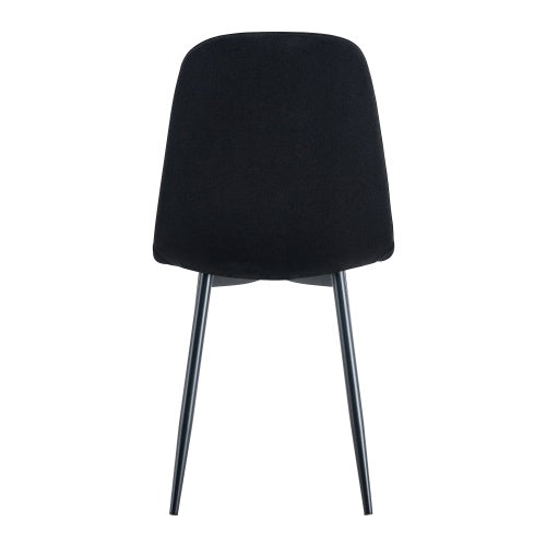 Luxury Simple Chair - Set Of 4 BLACK Linen-Cotton Material High Resilience Dining Chair With Metal Black Leg.Integral Metal Leg Architecture,Suitable For Various Interior Decoration Styles.