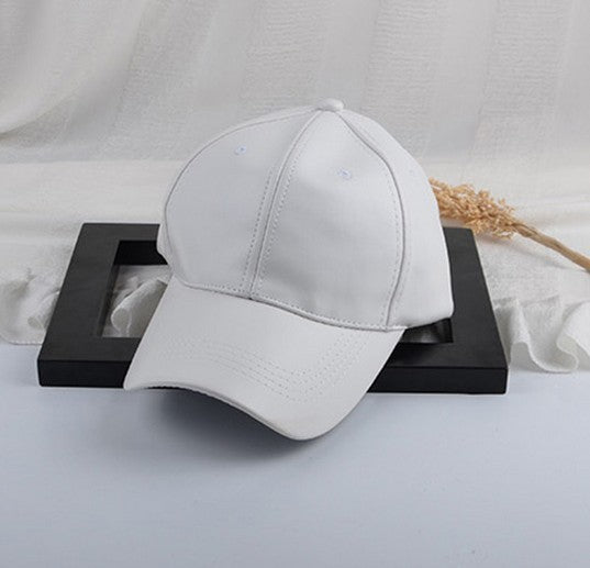 Summer Leather Solid Color Retro Classic Leather Baseball Cap