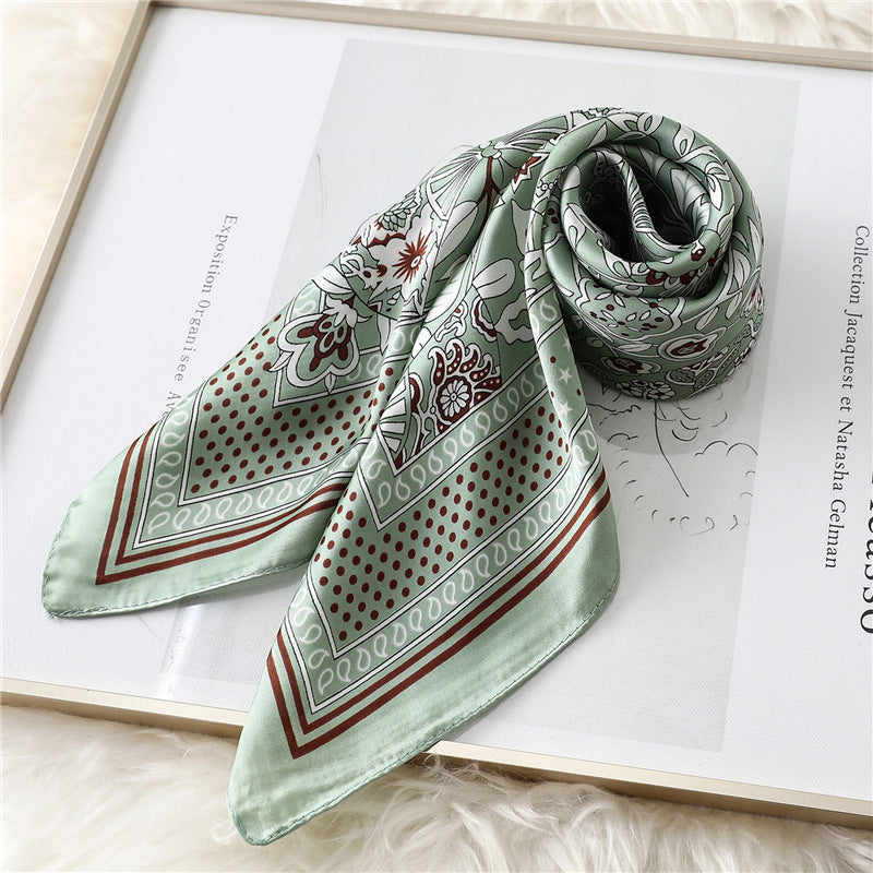 Women's Striped Silk Scarf Color Matching Versatile Printing Silk