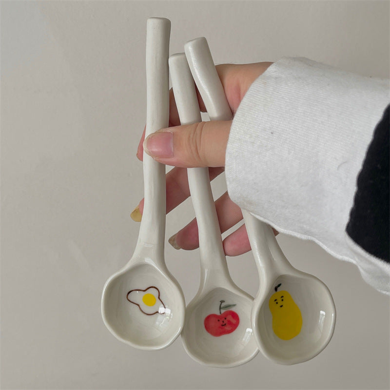 Cute Hand-painted Fruit Stoneware Cartoon Ceramic Spoon