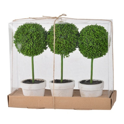 Mini Faux Potted Boxwood Topiaries