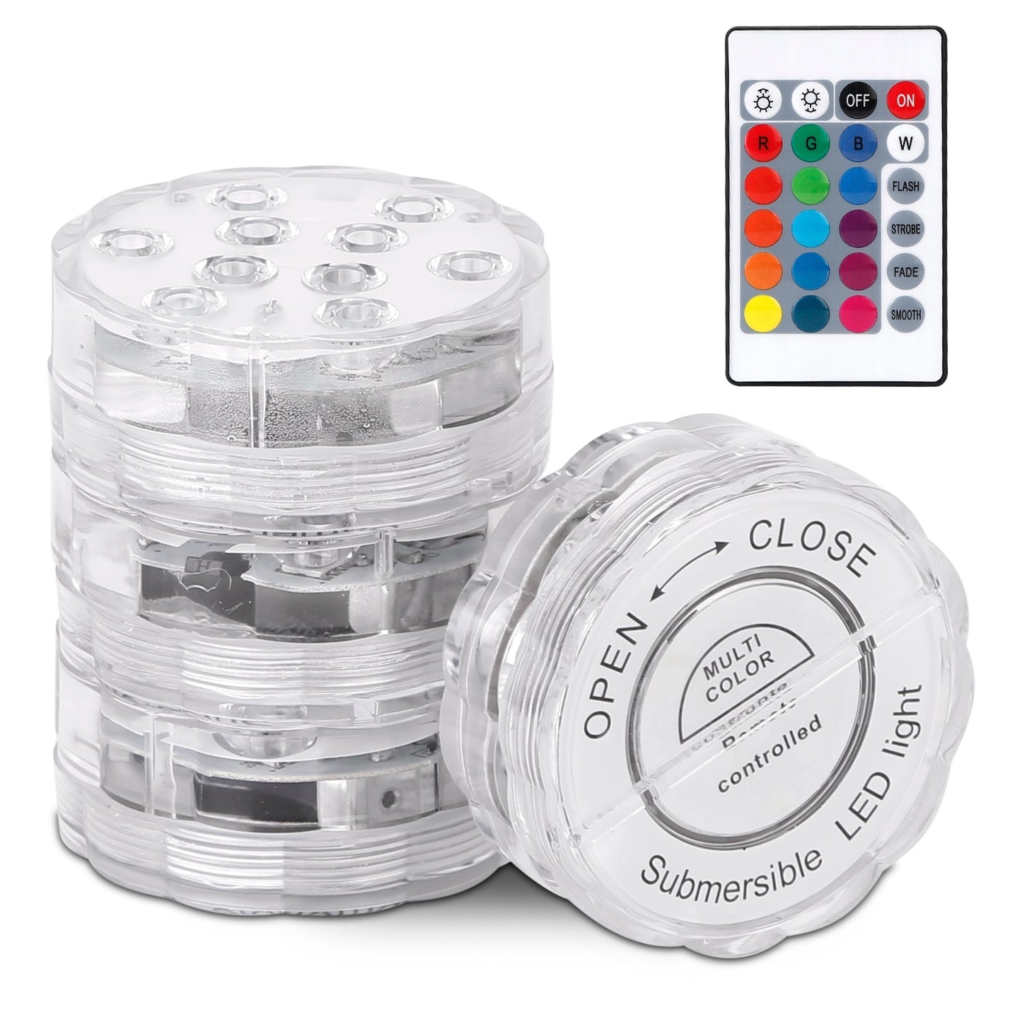 4Pcs RGB Swimming Pool Lights With Remote Control  IP68 Waterproof Battery Operated Submersible 16 Modes For Pond Bathtub Hot Tub Party