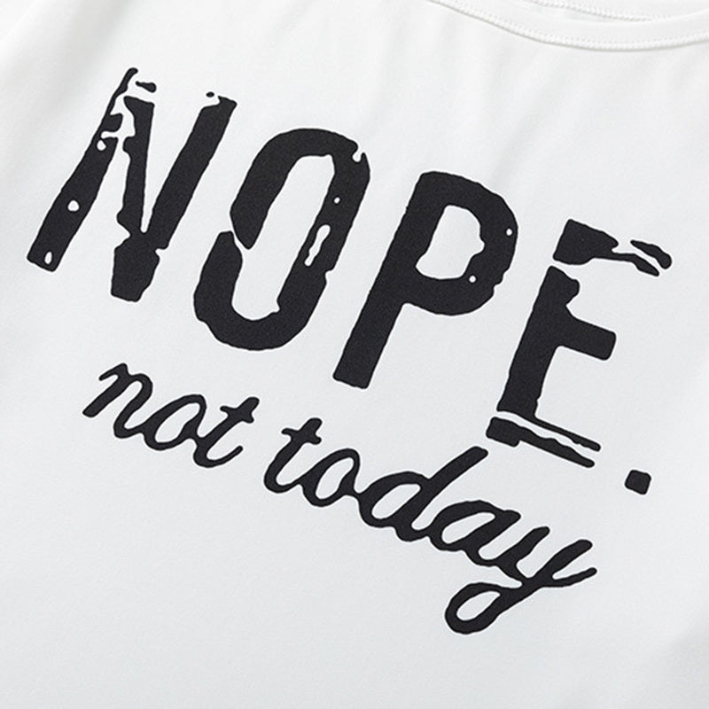 Women's Off-Shoulder Long Sleeve Top & Pants Set - 'NOPE Not Today' Print Casual Lounge Outfit For Spring&Fall