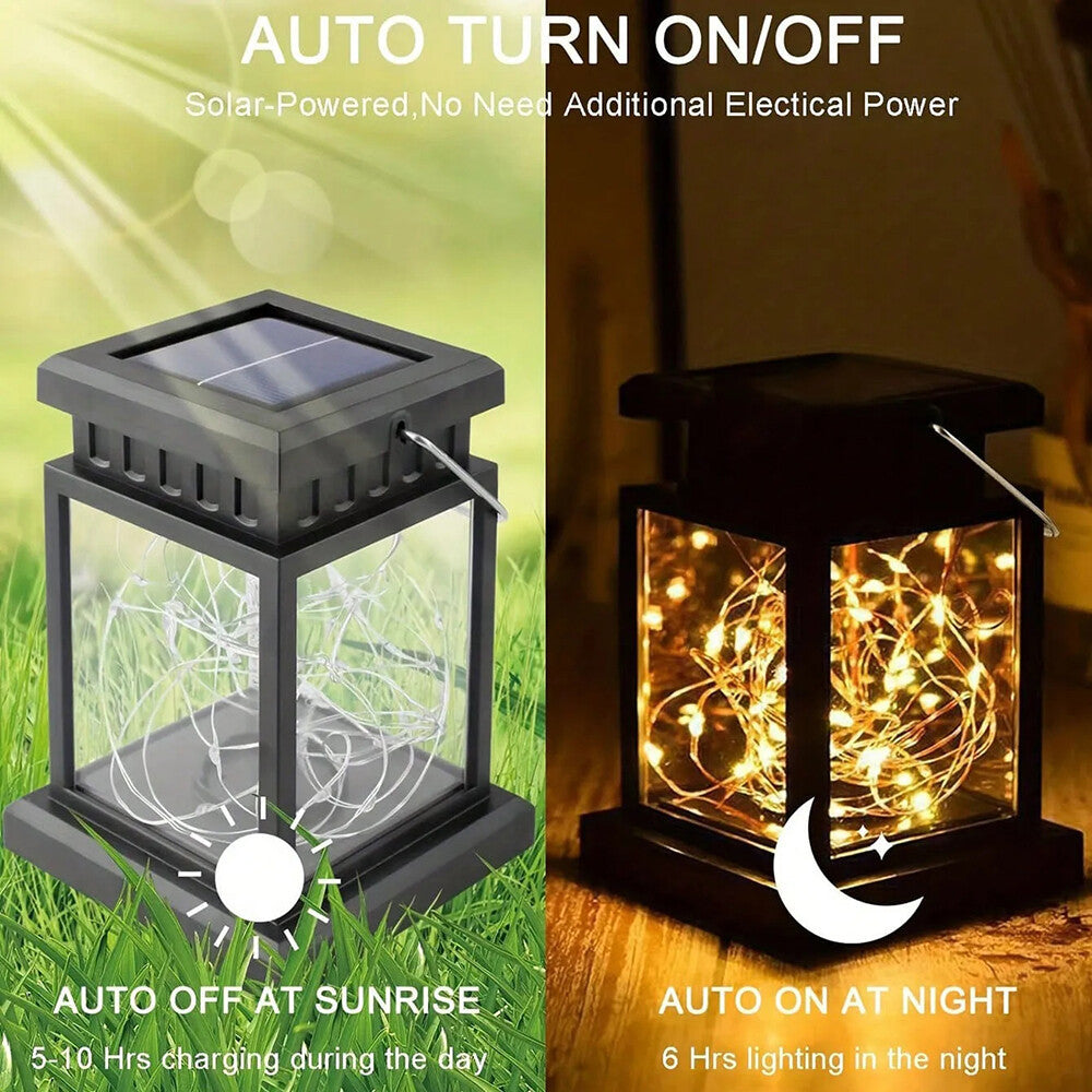 3PCS Solar Powered LED Lantern Light Waterproof Lamp Hanging Outdoor Garden Lawn