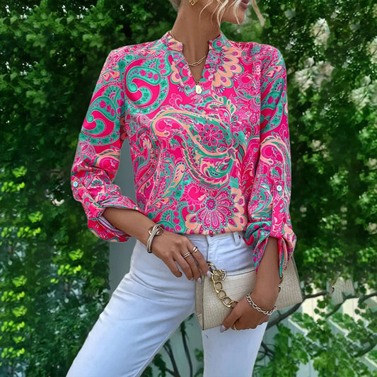 Women's 2025 Fashion V-Neck Tops Long Sleeve Business Casual Blouses Summer Tees Shirts