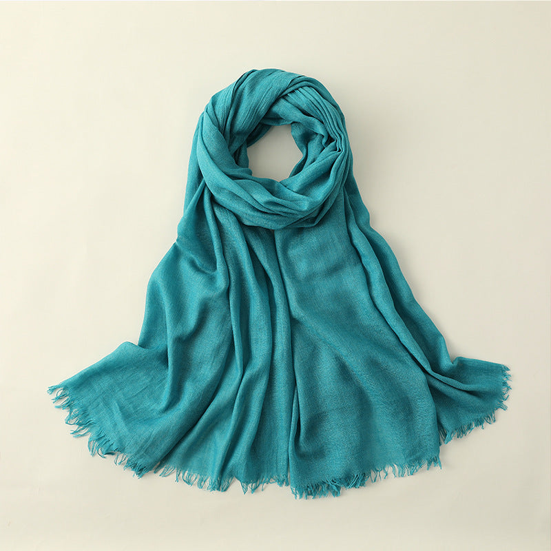 Women's Fashion Artistic Solid Color Cotton And Linen Scarf
