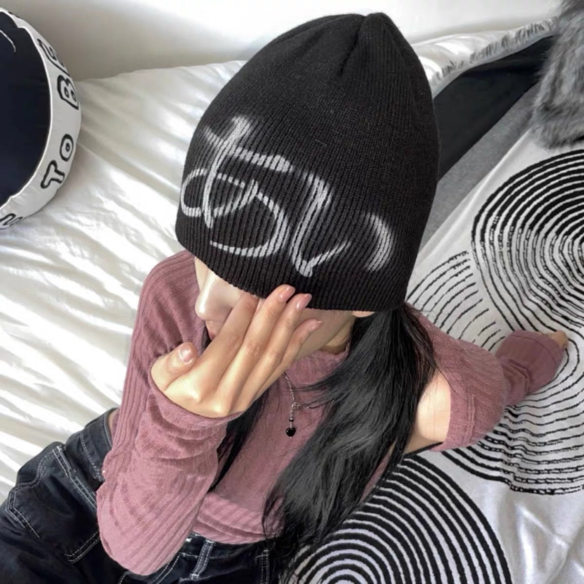Street Style Letters Pile Heap Cap Beanie Hat Female Autumn And Winter Street