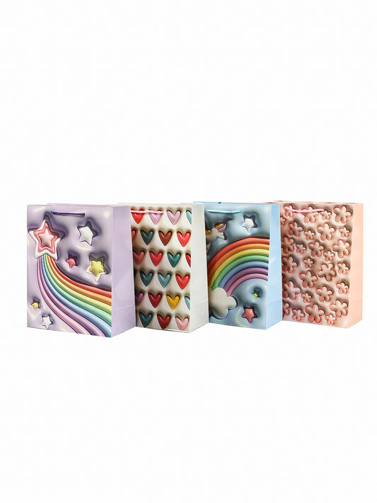 12-piece Exquisite Gift Bag, Cartoon Pattern Design, Suitable For Birthday Parties, Gift Packaging, Valentine's Day, Baby Shower And Other Occasions, Reusable