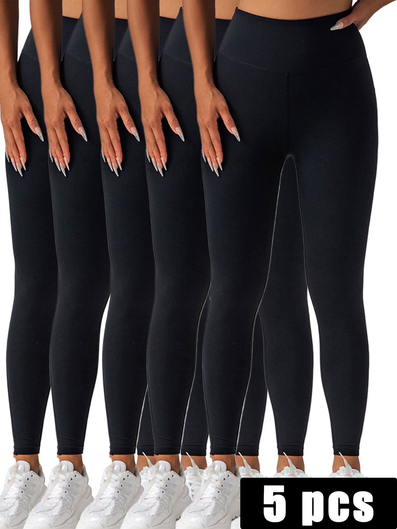 5pack Solid-color Yoga Pants