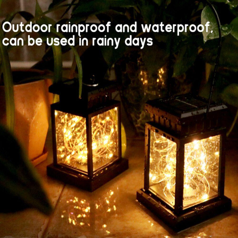3PCS Solar Powered LED Lantern Light Waterproof Lamp Hanging Outdoor Garden Lawn