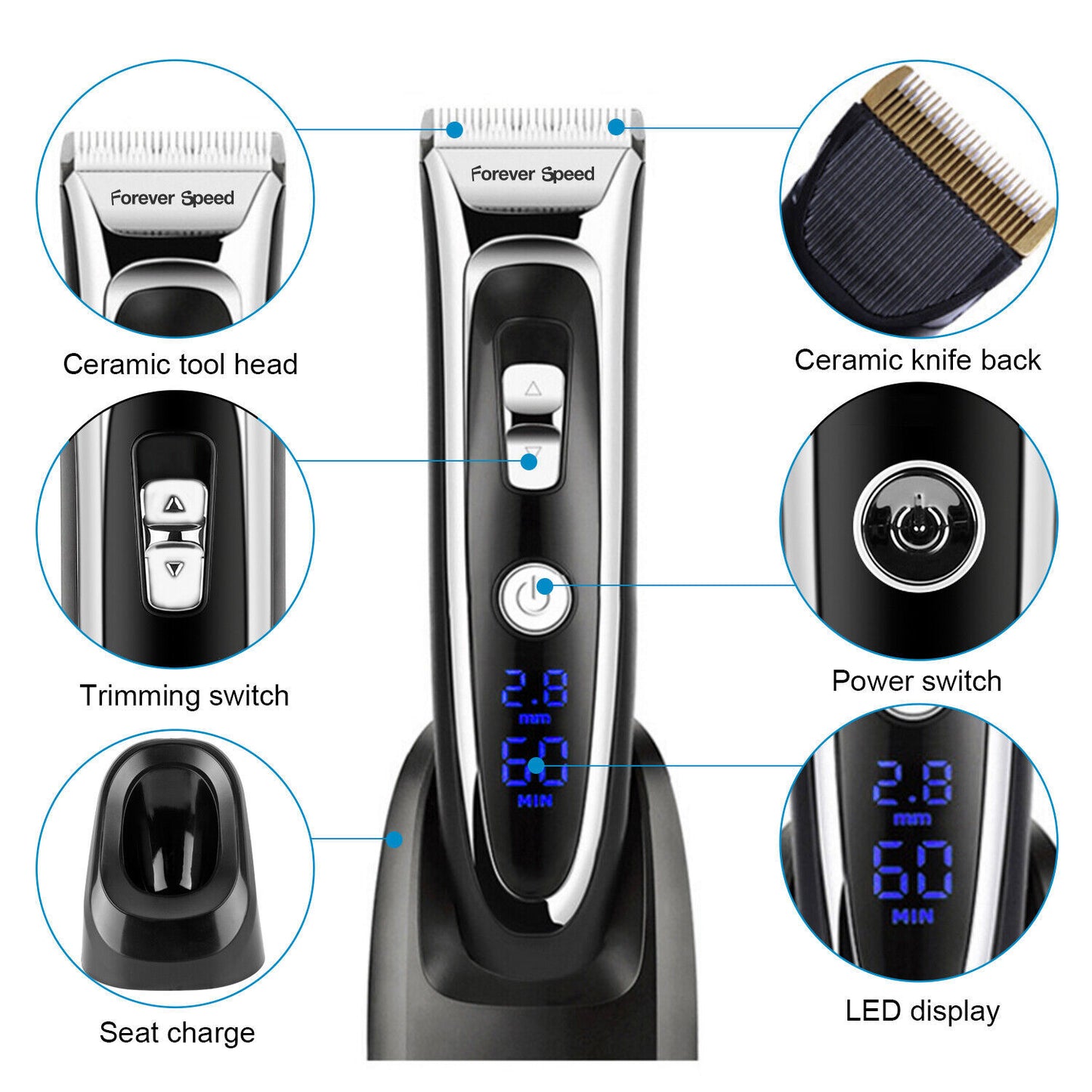 Keramik Profi Haarschneidemaschine Bartschneider Trimmer Rasierer Led Display DE