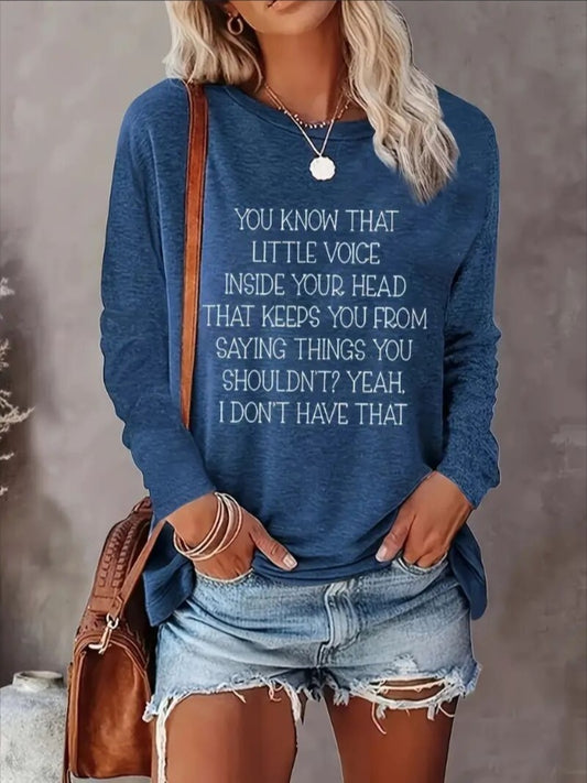 Women's Printed Long Sleeve Hoodless Sweatshirt