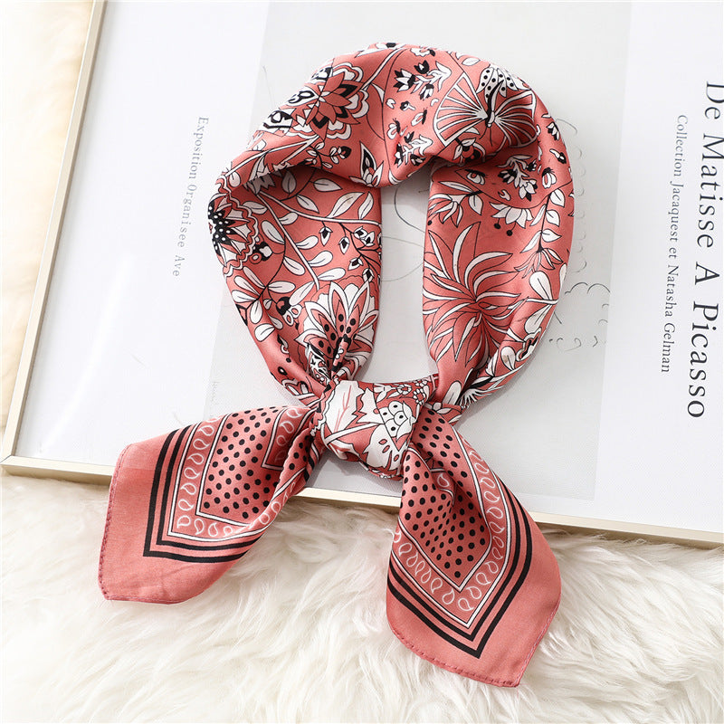 Women's Striped Silk Scarf Color Matching Versatile Printing Silk