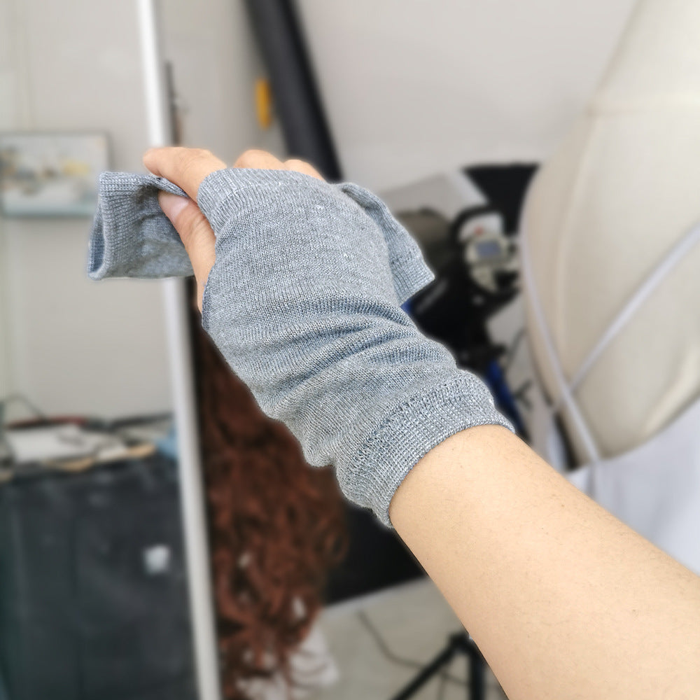 Men's And Women's Autumn And Winter Thin Spring And Summer Cotton Half Finger Sports Fingerless Gloves