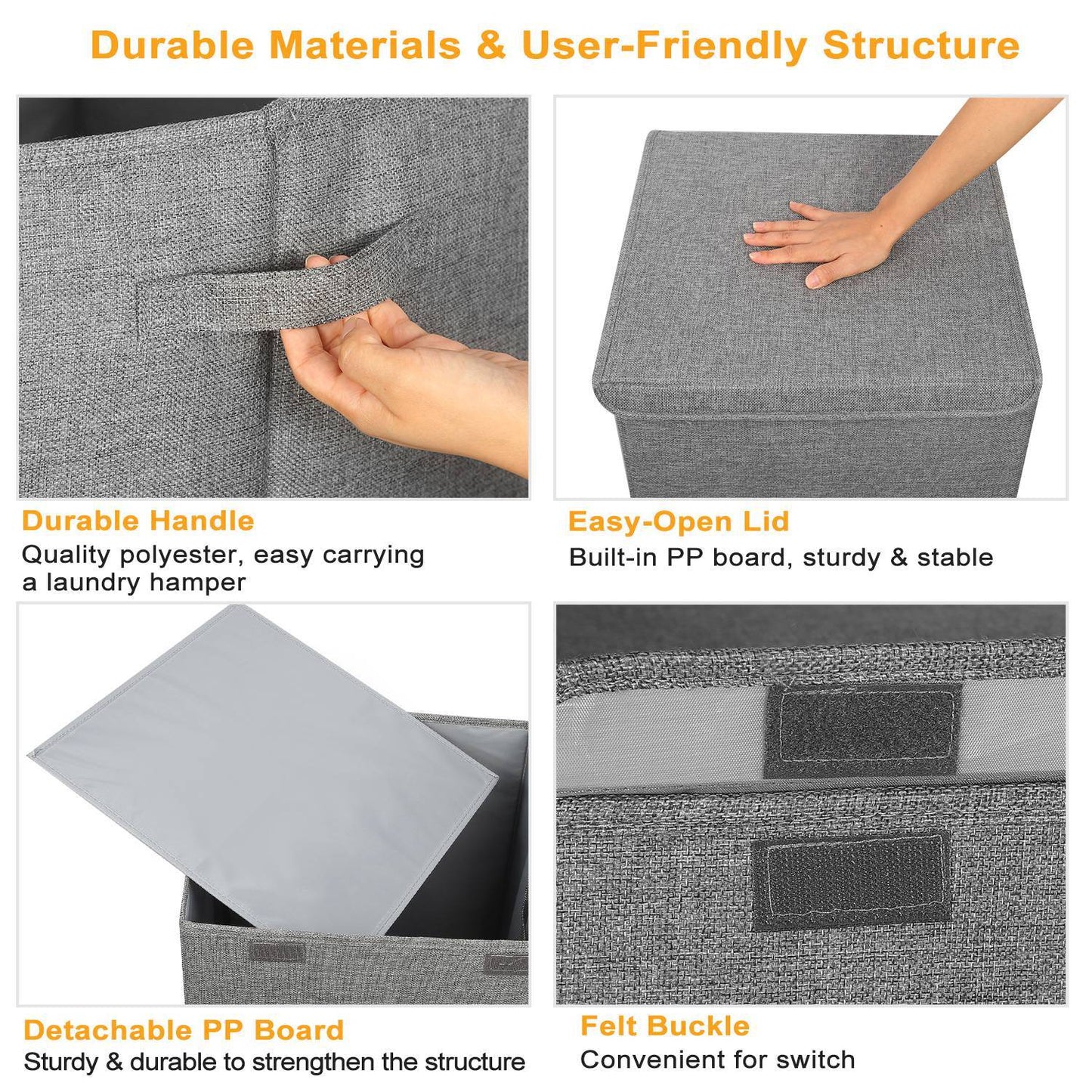 1Pc Foldable Laundry Hampers Washing Clothes Laundry Basket With Lid Handles Storage Organizer