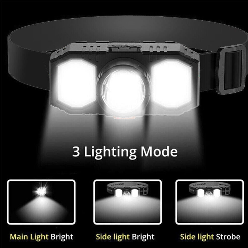 Super Bright Waterproof LED Head Torch Headlight USB Rechargeable Headlamp UK