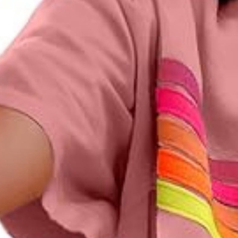 2pcs Women's Color-Block Short Sleeve Top & Shorts Set Casual Spring Summer Outfit