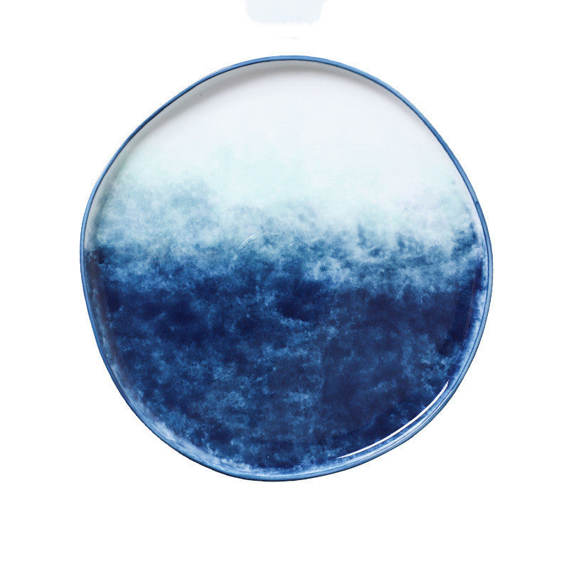 Gradient Underglaze Ceramic Western Dinner Plate