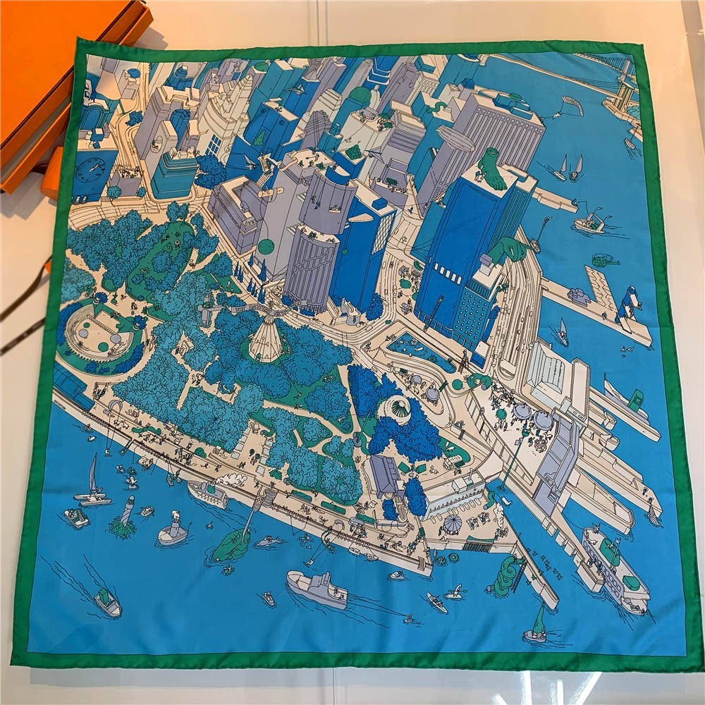 Handmade Hemming Twill Silk Printed Shawl