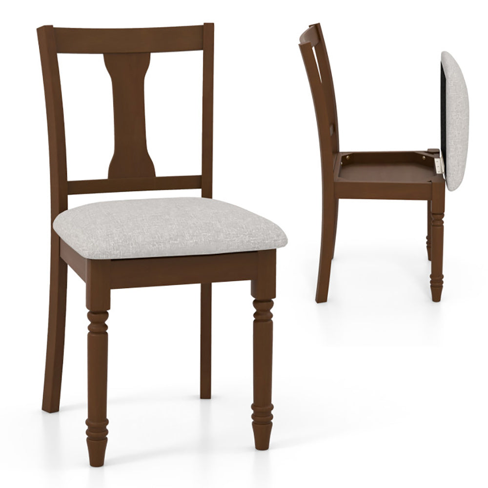 Kitchen Dining Chair With Linen Fabric And Storage Space