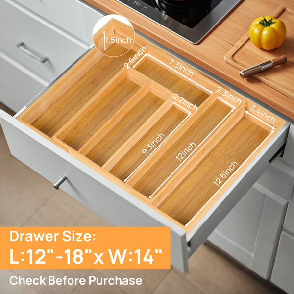 Expandable Bamboo Kitchen Drawer Storage Box