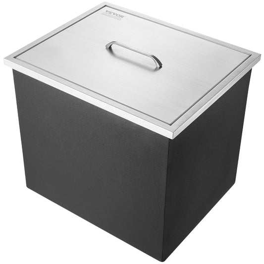 VEVOR Drop In Ice Chest, Stainless Steel Ice Cooler, Commercial Ice Bin With Cover, 40 Qt Outdoor Kitchen Ice Bar, Drain-pipe And Drain Plug Included, For Cold Wine Beer