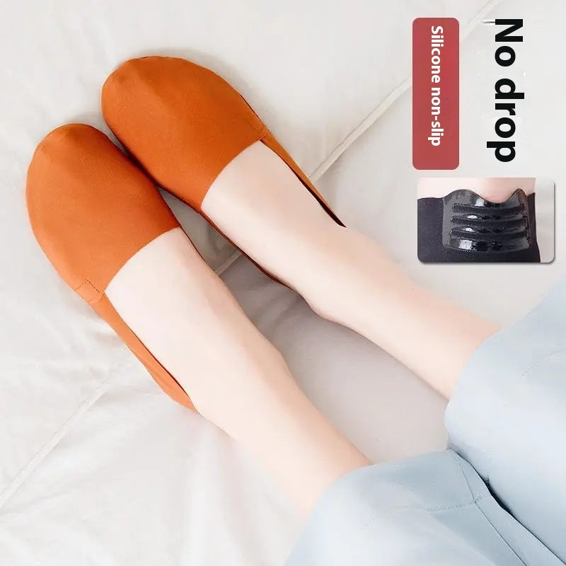 Ice Silk Pure Cotton Towel Bottom Silicone Non-slip Tight Socks