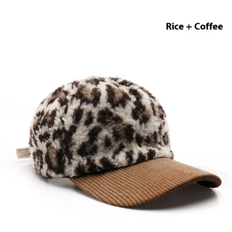 Japanese Women's Autumn And Winter Personalized Retro Color-blocking Leopard Print Baseball Cap
