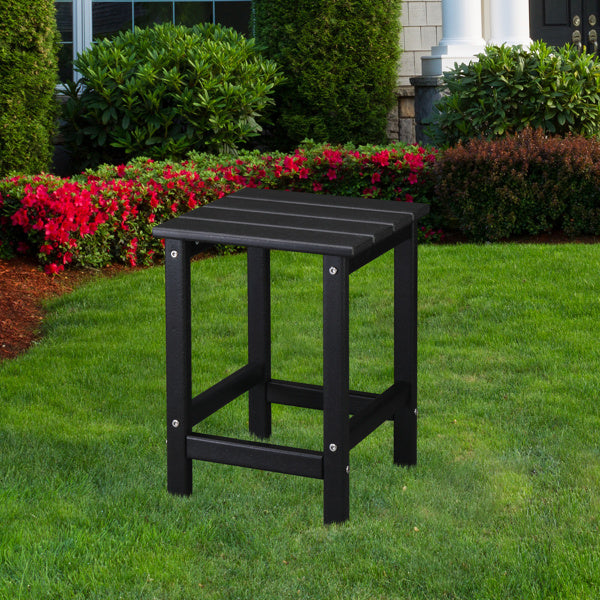 38x38x45.5cm Single Layer Square Black HDPE Side Table