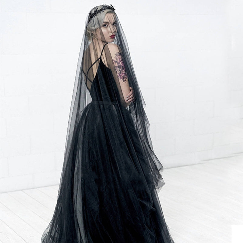 Bride wedding black veil