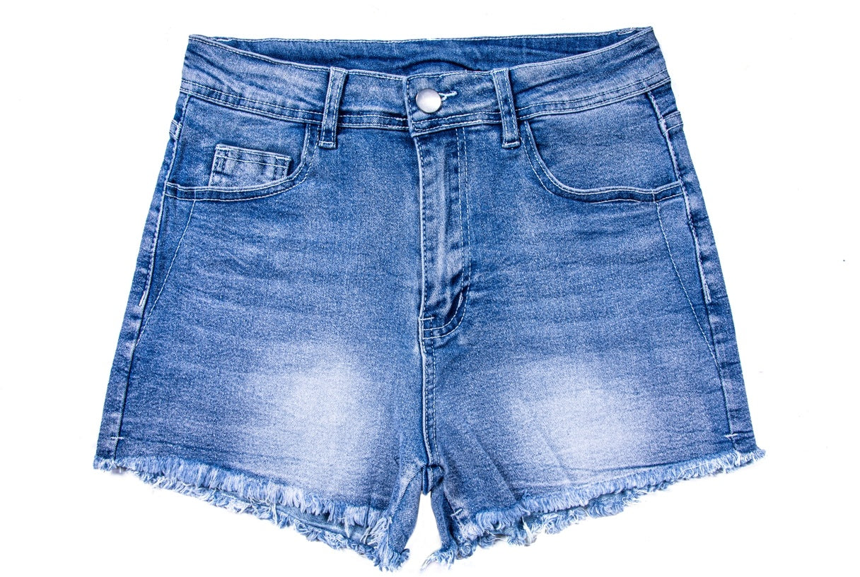 Womens Mid-High Rise Ripped Jean Shorts Distressed Stretchy Denim Shorts