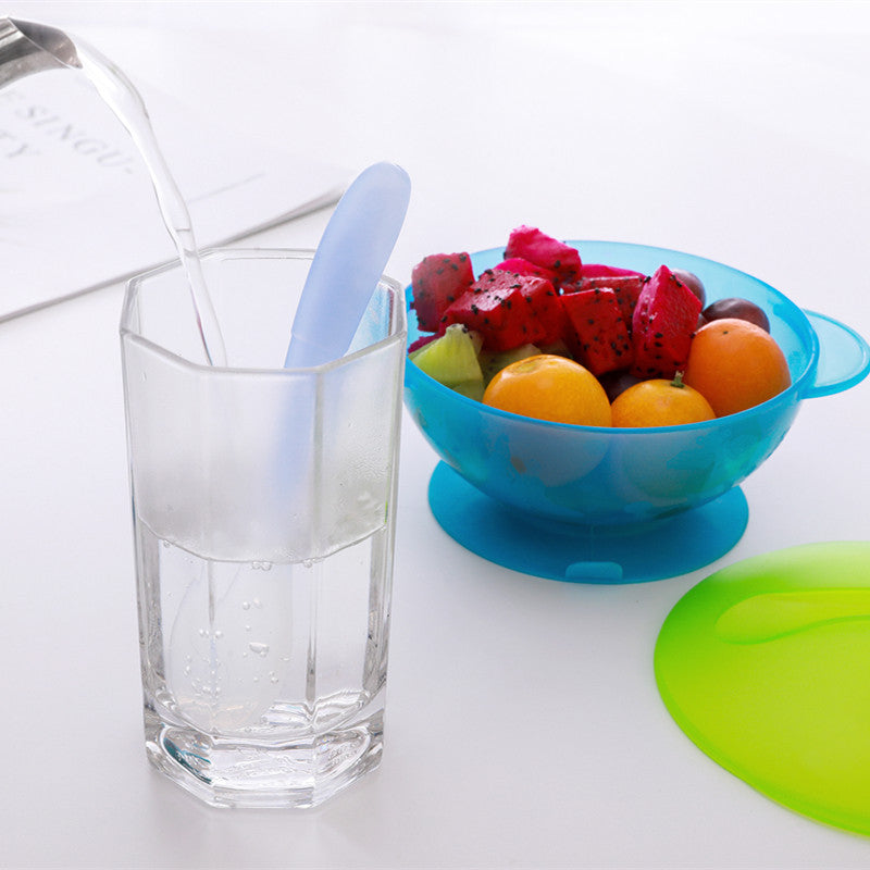 Children Sucker Bowl Baby Training Bowl Set With Temperature Spoon Two-color Cartoon Rice Bowl