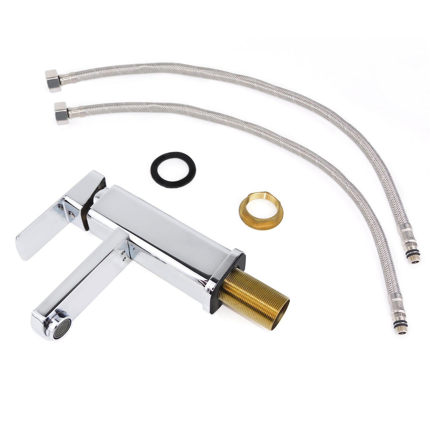 New Modern Waterfall Bathroom Tap Basin Sink Mono Mixer Chrome Cloakroom  Waste