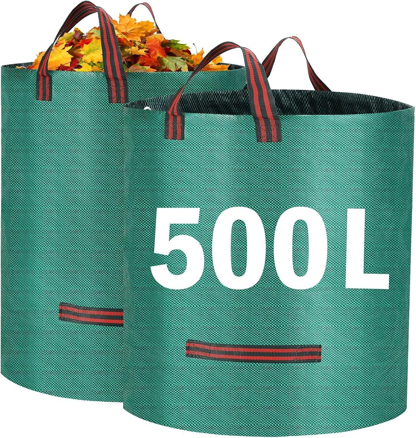 2  500L Heavy Duty Garden Waste Bags With Handles, Reusable Construction Bags UK