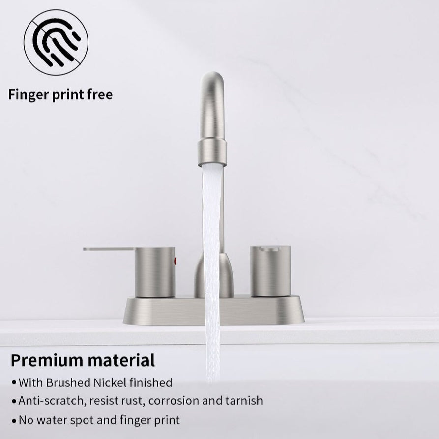 2 Handles Bathroom Sink Faucet, Brushed Nickel Centerset RV Bathroom Faucets For 2 3 Hole