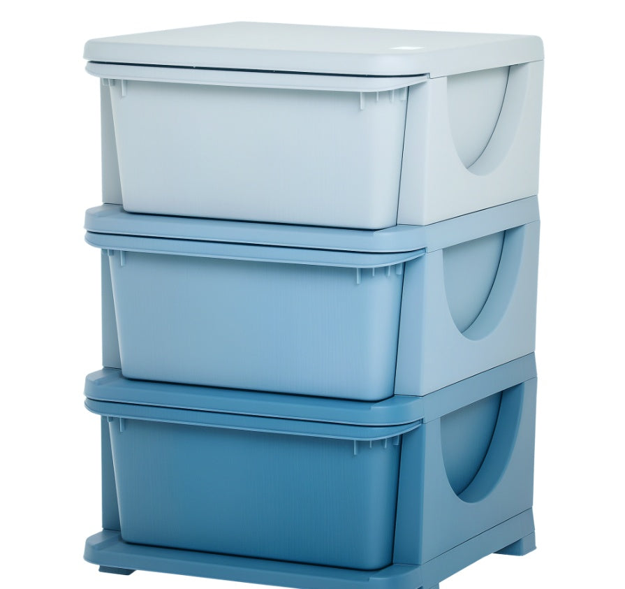 3 Tier Kids Toy Storage Organizer With Drawers, Blue, Chest For Bedroom, Kindergarten, Living Room, For Boys And Girls