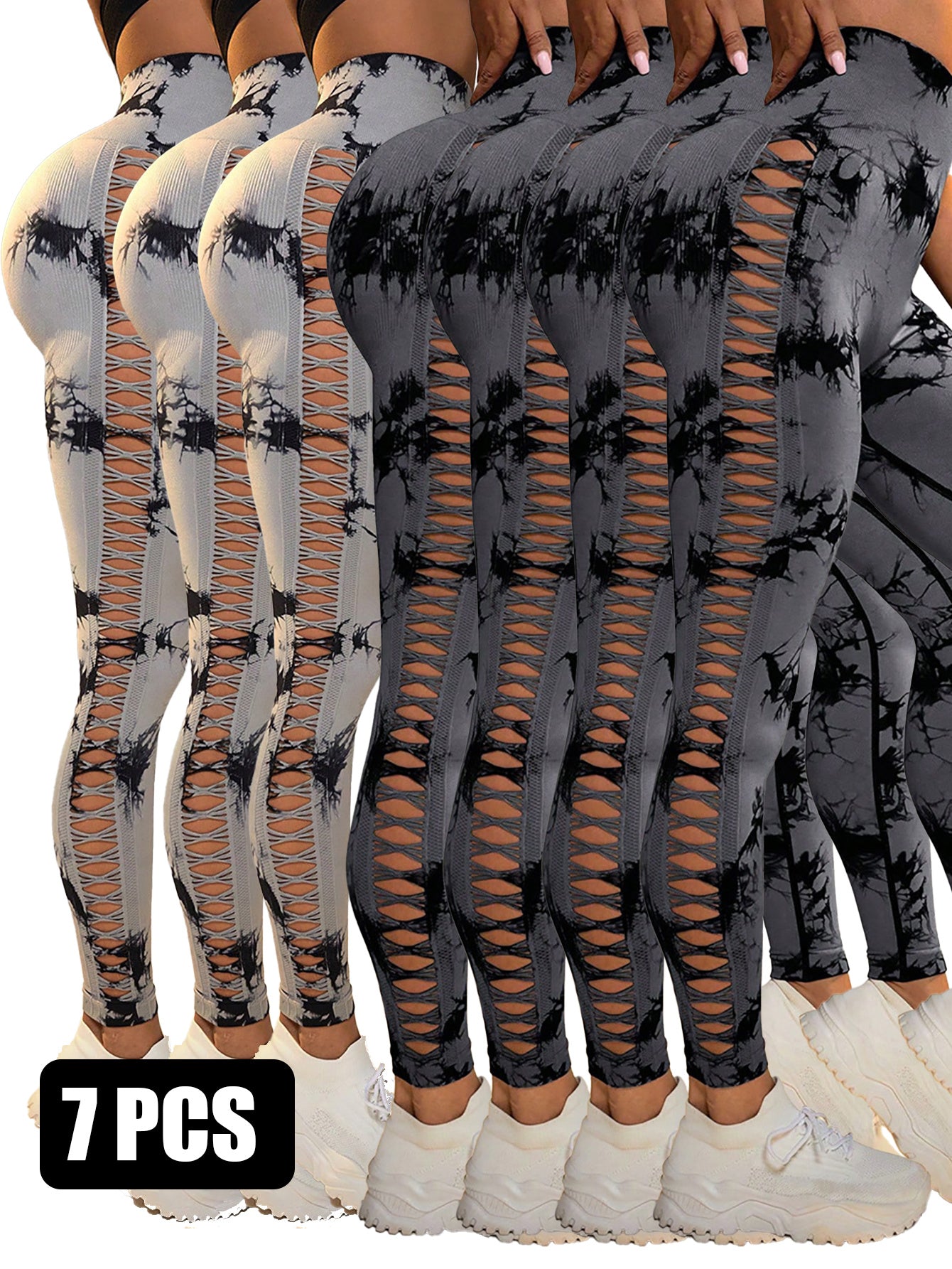 7pcs Breathable Tie-dye Training Pants Active Yoga Pants