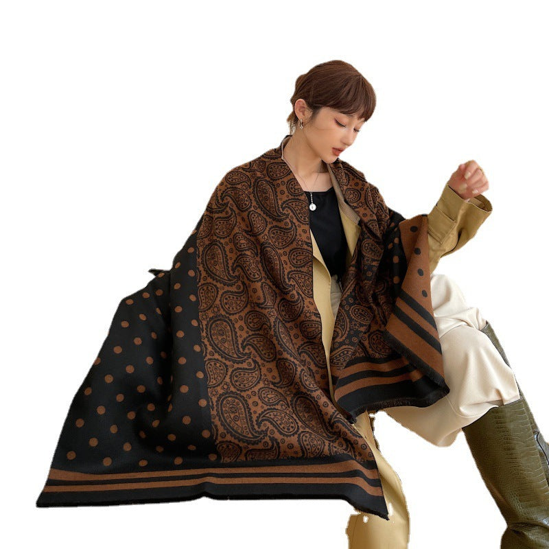 All-matching Thickened Double-sided Student Scarf Dual-purpose Tassel Shawl