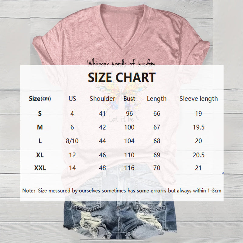 Women's V-Neck Short Sleeve T-Shirt - Colorful Butterfly Print, Casual Summer Top